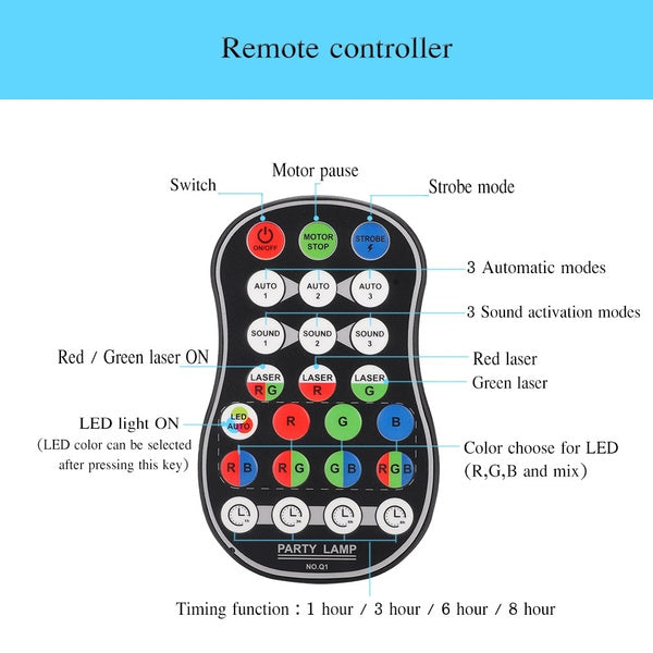TEQ Projector RGB DJ Disco Light Stage Party Laser Lighting With remote control TEQ Projector RGB DJ Disco Light Stage Party Laser Lighting With remote control